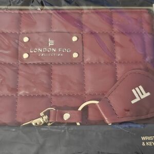London Fog Maroon Quilted Wristlet